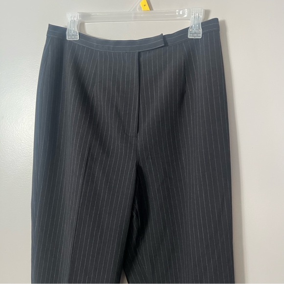 Vintage Womens Grey Pinstripe Suit Jacket Wide Leg Pants 12 Office Career Formal - Picture 10 of 16